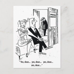 Yes Dear, Marriage Counsellor Humour, Vintage Postcard