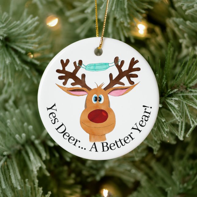  Yes Deer ... Rudolph the Face Masked Reindeer  Ceramic Tree Decoration (Tree)