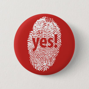 Yes: finger print 6 cm round badge