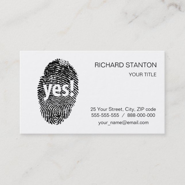 Yes: finger print business card (Front)