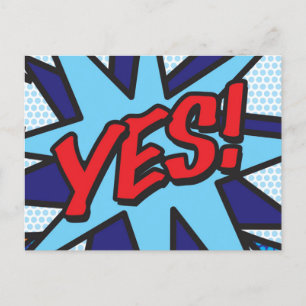 YES Fun Retro Comic Book Pop Art Announcement Postcard