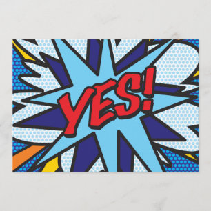 YES Fun Retro Comic Book Pop Art Invitation