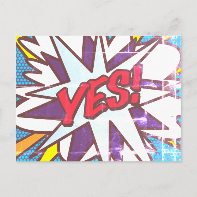 YES Fun Retro Comic Book Pop Art Postcard (Front)