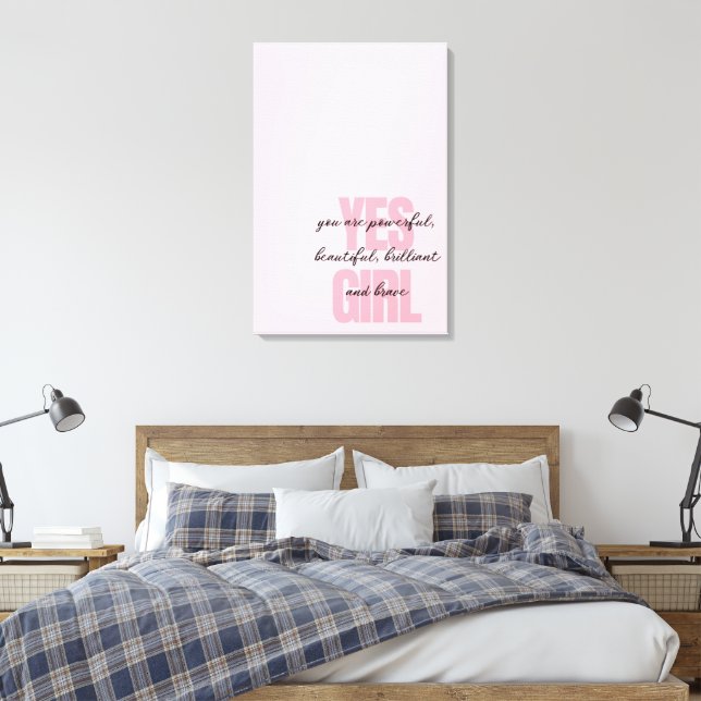 Yes Girl You Are Beautiful Motivational Girl Print (Insitu(Bedroom))