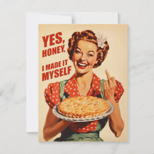 Yes honey, I made it myself  Retro Vintage Style Postcard