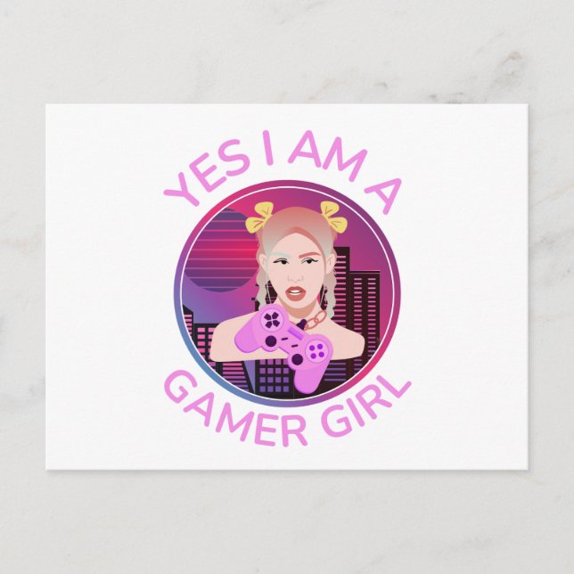 Yes I am a Gamer Girl Invitation Postcard (Front)