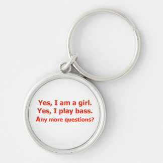 yes I am a girl text only play bass red Key Ring