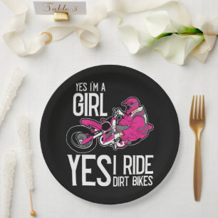 Yes I am A Girl Yes i Ride a Dirt Bike Paper Plate
