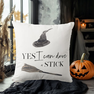 Yes I Can Drive A Stick Fun   Happy Halloween Cushion