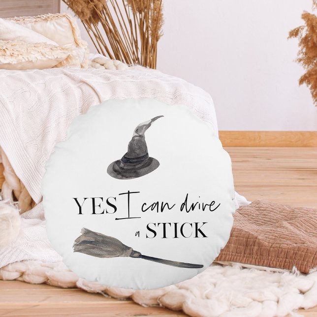 Yes I Can Drive A Stick Fun | Happy Halloween Round Cushion (Creator Uploaded)