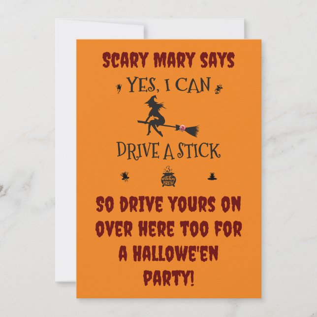 Yes, I Can Drive A Stick Says The Witch Invitation (Front)