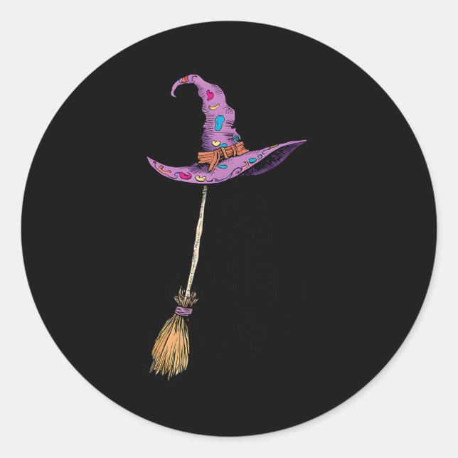 Yes I Can Drive A Stick Soky Witch Funny Halloween Classic Round Sticker (Front)