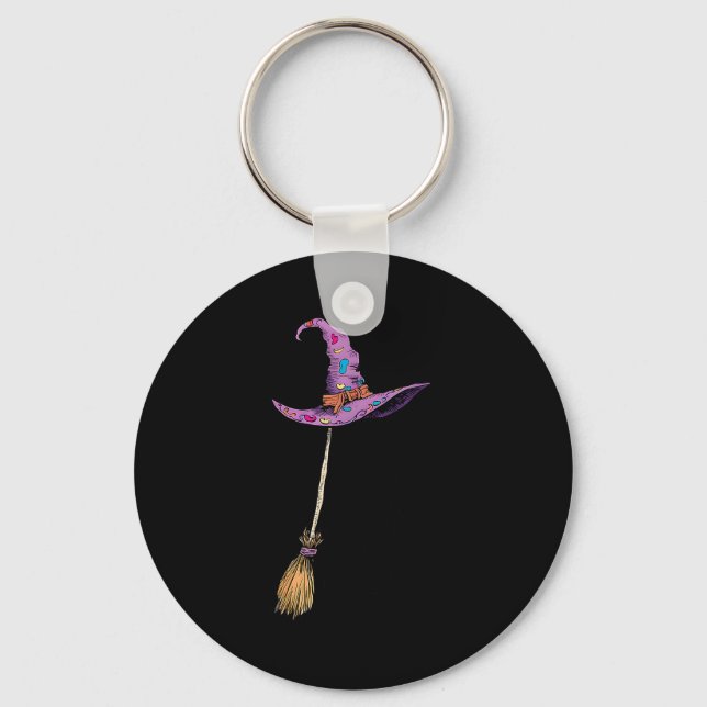 Yes I Can Drive A Stick Soky Witch Funny Halloween Key Ring (Front)