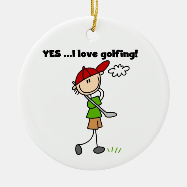 Yes I Love Golfing Ceramic Tree Decoration (Front)