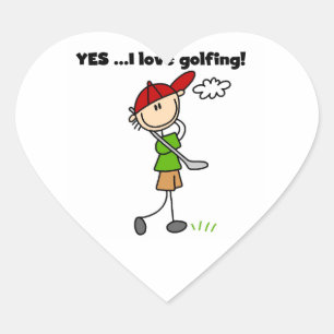 Yes I Love Golfing Heart Sticker