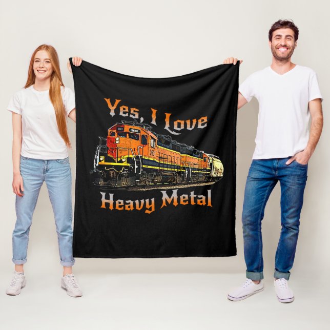 Yes I Love Heavy Metal Diesel Locomotive Train     Fleece Blanket (In Situ)