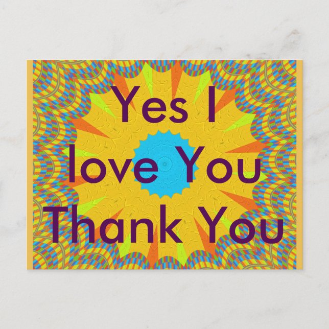 Yes I love You Thank You postcard (Front)