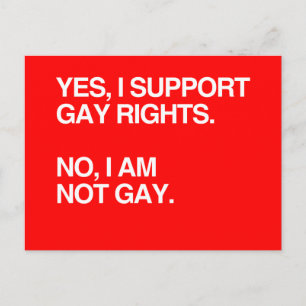 YES, I SUPPORT GAY RIGHTS POSTCARD