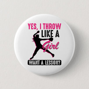 Yes, I Throw Like A Girl Cool Pitchers Funny Softl 6 Cm Round Badge