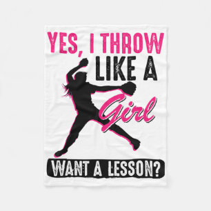 Yes, I Throw Like A Girl Cool Pitchers Funny Softl Fleece Blanket