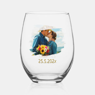 Yes I will, The Kiss, Wedding /Anniversary Stemless Wine Glass
