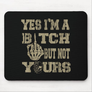 Yes i'm a but not yours retro skull graphic mouse mat