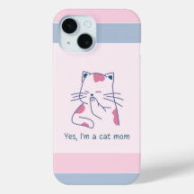 Yes, I'm a Cat Mum Pink & Blue Striped