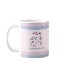 Yes, I'm a Cat Mum Pink & Blue Striped