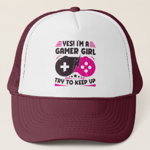 Yes I'm A Gamer Girl Funny Video Gamer Gift Gaming Trucker Hat