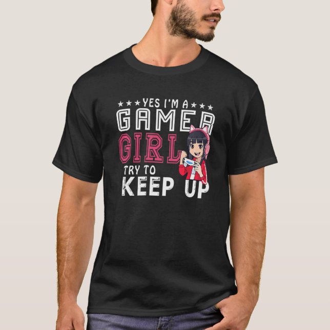 Yes I'm A Gamer Girl Gaming Stuff Girls Teen Video T-Shirt (Front)