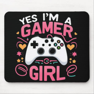 Yes I'm A Gamer Girl: Pink & White Controller Mouse Mat
