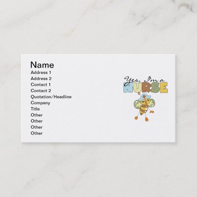 YES I'm a Nurse T-shirts and Gifts Business Card (Front)