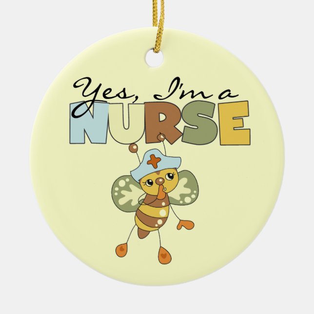 YES I'm a Nurse T-shirts and Gifts Ceramic Tree Decoration (Front)