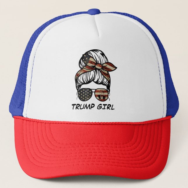 Yes I'm A Trump Girl Get Over It - Trump 2024 Elec Trucker Hat (Front)