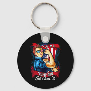 Yes Im A Trump Girl Get Over It Us Flag 2023 Women Key Ring