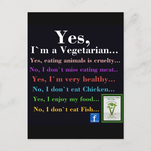 yes i'm a vegetarian postcard (Front)