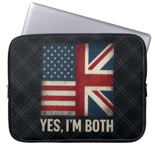 Yes I'm Both American British Flags Pride Laptop Sleeve