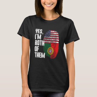Yes I'm Both Of Them Portugal American Flag Finger T-Shirt