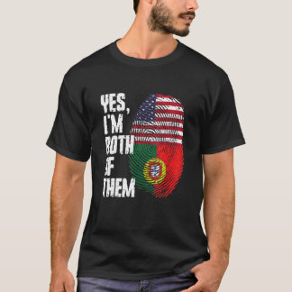 Yes I'm Both Of Them Portugal American Flag Finger T-Shirt