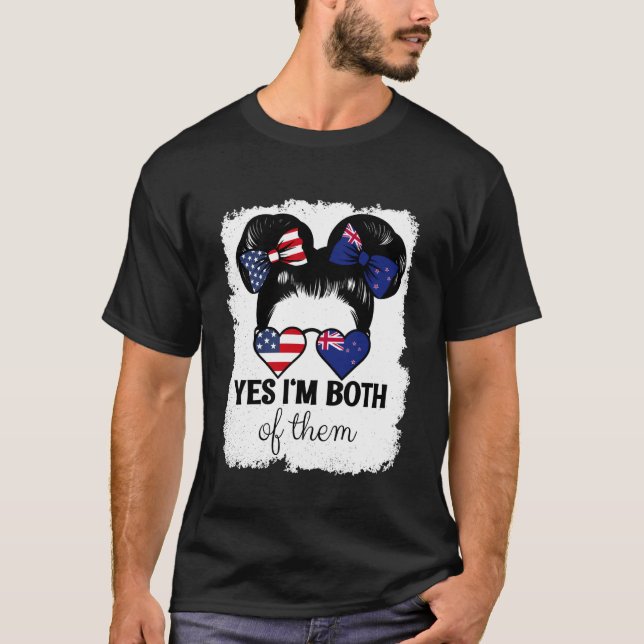 Yes Im Both of Them USA and New Zealand Mix Girl H T-Shirt (Front)