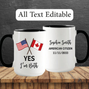 Yes I'm Both – US Canada Pride Custom Name Mug