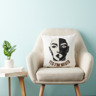 YES I'M MIXED Diversity Face Throw Pillow