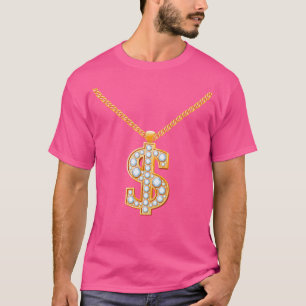 Yes I'M Rich Elegant Hip Hop Golden Necklace With T-Shirt