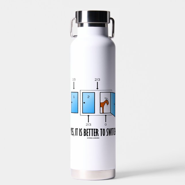 Yes, It Is Better To Switch Three Doors One Goat Water Bottle (Front)