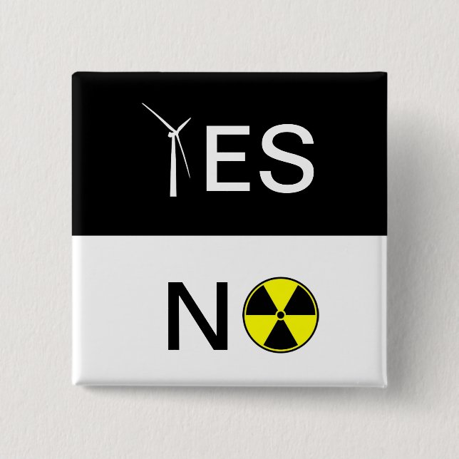 YES NO 15 CM SQUARE BADGE (Front)