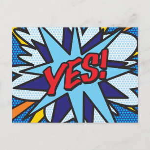 YES NO Fun Retro Comic Book Pop Art Postcard