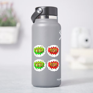 Yes No Pop Art Yellow Red Green Bursts on 4" Vinyl