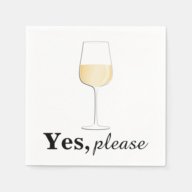 Yes, Please White Wine - Cocktail Napkin (Front)