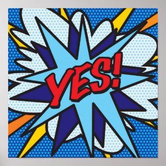YES Pop Art Comic Book Modern Fun Poster