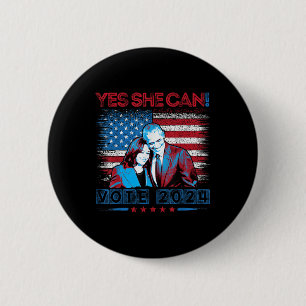 Yes She Can, Barack Obama - Kamala Harris, Us Elec 6 Cm Round Badge
